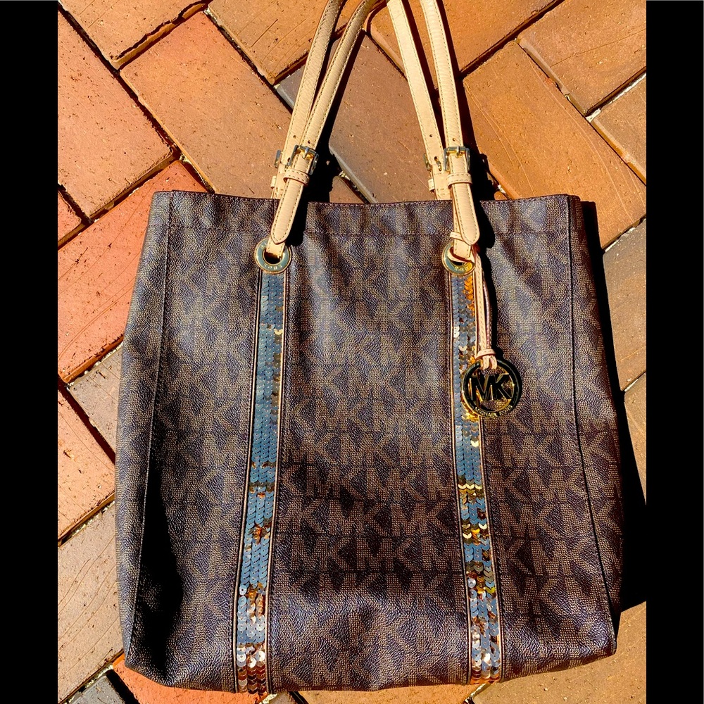 Michael Kors purse handbag bag with 2 rows of sequence
